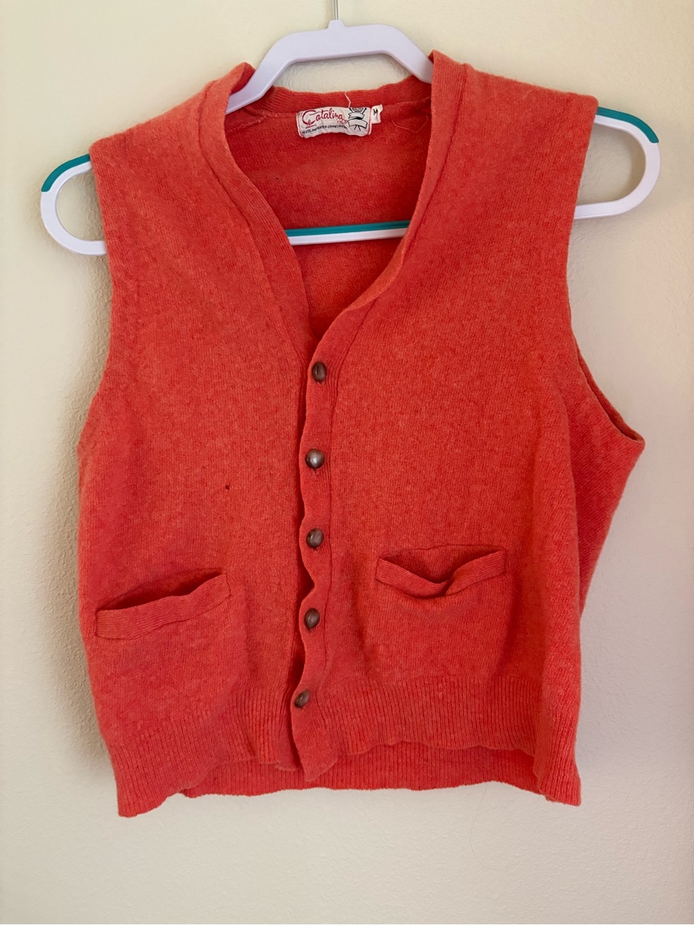 Vintage lambswool button up vest